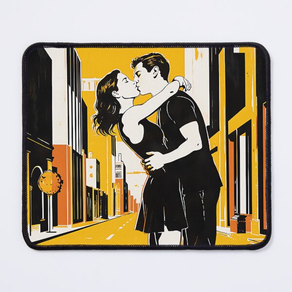 Item preview, Urban Street Kiss - Bold Graphic Couple Art Print designed and sold by Banal25.