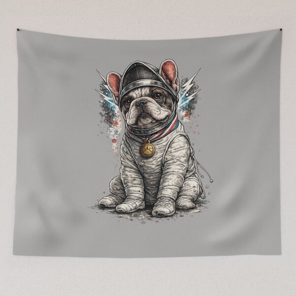 Item preview, Sitting French Bulldog Fencer designed and sold by ChillCharmStudio.