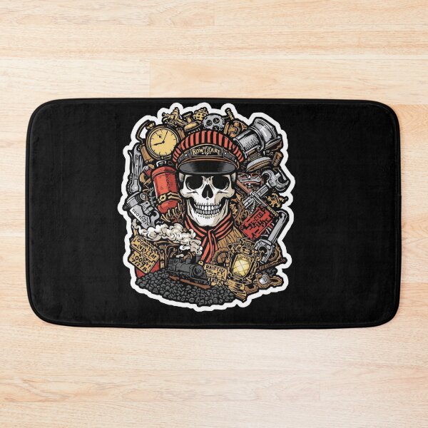 Item preview, Railroad Conductor Skull and Retro Locomotive designed and sold by Bone & Blade.