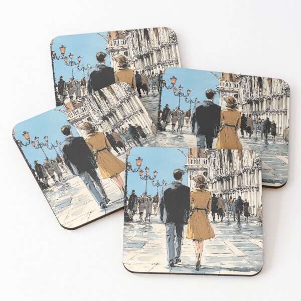Item preview, Venice Romance - Couple Walking St. Mark's Square Watercolor Art designed and sold by Banal25.