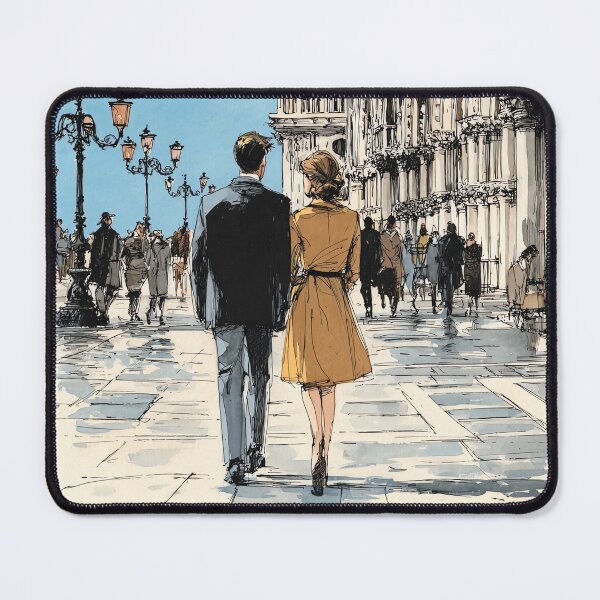 Item preview, Venice Romance - Couple Walking St. Mark's Square Watercolor Art designed and sold by Banal25.