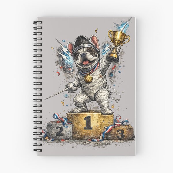 Item preview, French Bulldog Fencing Champion on Podium designed and sold by ChillCharmStudio.