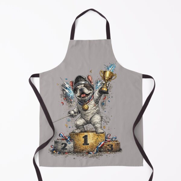 Item preview, French Bulldog Fencing Champion on Podium designed and sold by ChillCharmStudio.