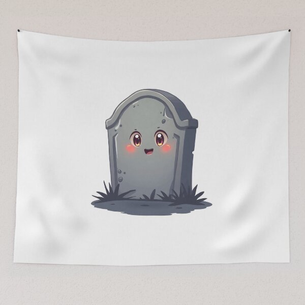 Item preview, Cute Happy Gravestone – Cozy Spooky Halloween Sticker designed and sold by santi-ia.