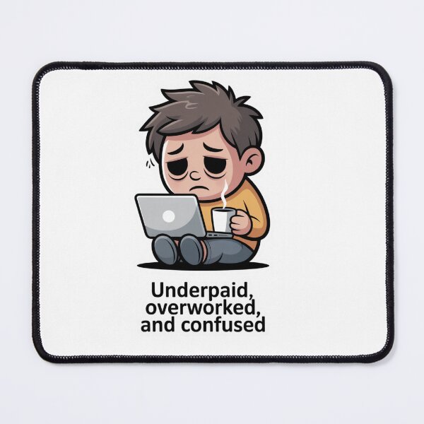 Item preview, Underpaid Overworked and Confused Funny Burnout Humor Sticker designed and sold by Anushka03.