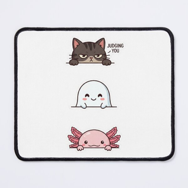 Item preview, Cute Peeking Friends Sticker Pack - Judging Cat, Kawaii Ghost, and Pink Axolotl Peeker designed and sold by NonditStudio.