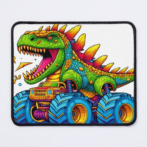 Item preview, Colorful Dino Monster Truck – Cute & Fierce Dinosaur Cartoon Art designed and sold by fantasycutepaws.