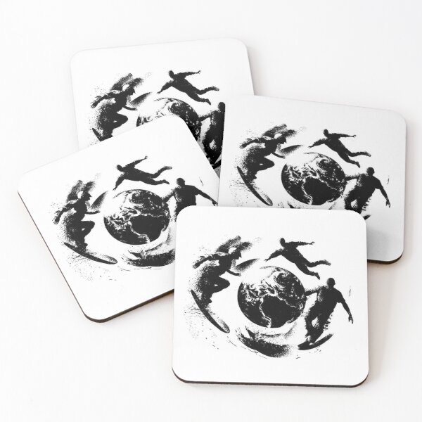 Item preview, Surfers Orbiting Globe in Monochrome designed and sold by Adronia.