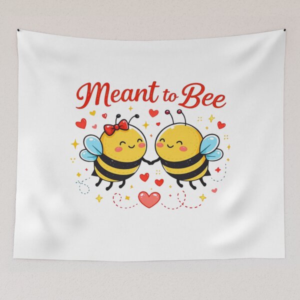 Item preview, Meant to Bee Cute Valentine Illustration with Happy Bees designed and sold by bilal sibgui.