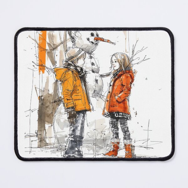 Item preview, Winter Fun - Children Building Snowman Watercolor Illustration Art designed and sold by Banal25.