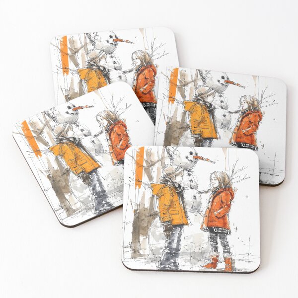 Item preview, Winter Fun - Children Building Snowman Watercolor Illustration Art designed and sold by Banal25.