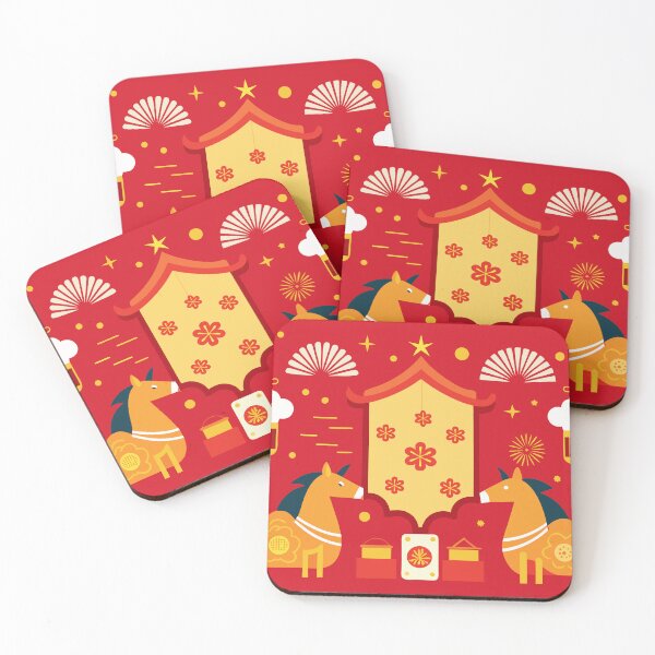 Item preview, Flat Illustration of Chinese New Year Celebration with Zodiac Horses and Traditional Ornaments designed and sold by Jirada.