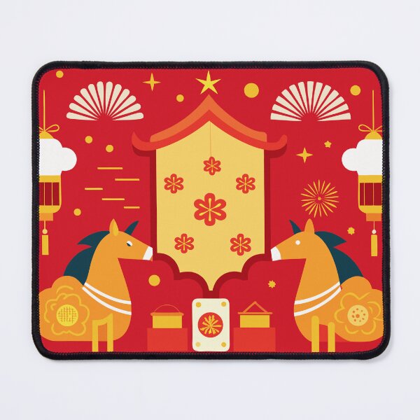 Item preview, Flat Illustration of Chinese New Year Celebration with Zodiac Horses and Traditional Ornaments designed and sold by Jirada.