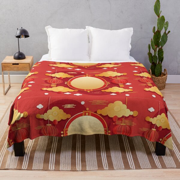 Item preview, Title Luxury Chinese New Year Background with Golden Clouds, Red Lanterns, and Central Circular Frame designed and sold by Jirada.
