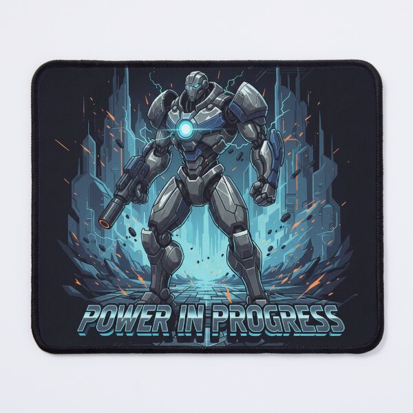 Item preview, Epic Sci-Fi Mech Warrior Power In Progress Futuristic Robot Poster designed and sold by mbmstores.