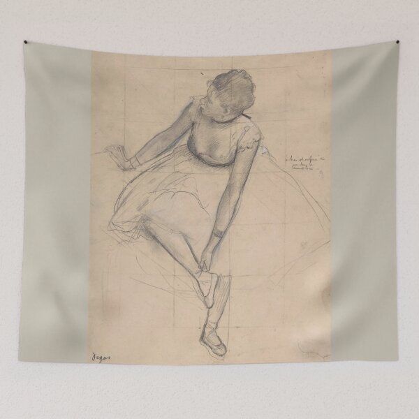 Item preview, Dancer Adjusting Her Slipper by Edgar Degas: Ballet Study Fine Art Print designed and sold by artofuniverse.