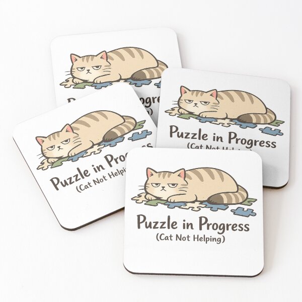 Item preview, Puzzle with cat, Cat not helping T-shirt designed and sold by tSpins.