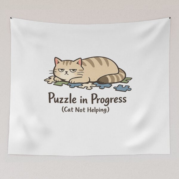 Item preview, Puzzle with cat, Cat not helping T-shirt designed and sold by tSpins.