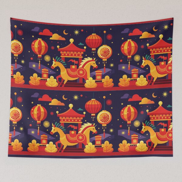 Item preview, Festive Mid-Autumn Night Celebration with Traditional Lanterns and Horse Carousel designed and sold by Jirada.