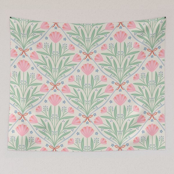 Item preview, Vintage romantic floral trellis | Coquette roses on eggshell white designed and sold by Illustrated by Nat.