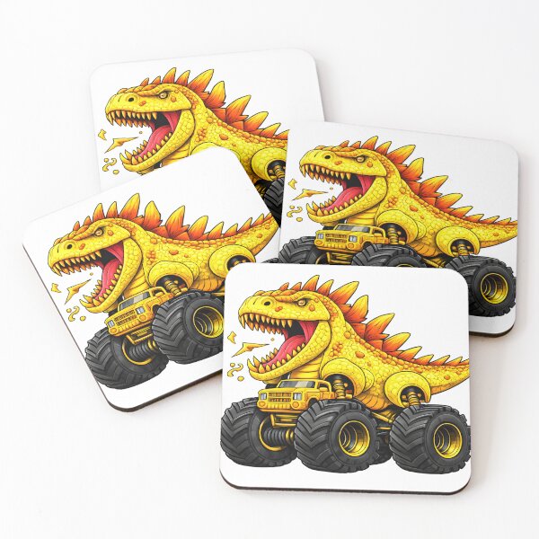 Item preview, Wild Yellow Dino Monster Truck Illustration designed and sold by fantasycutepaws.