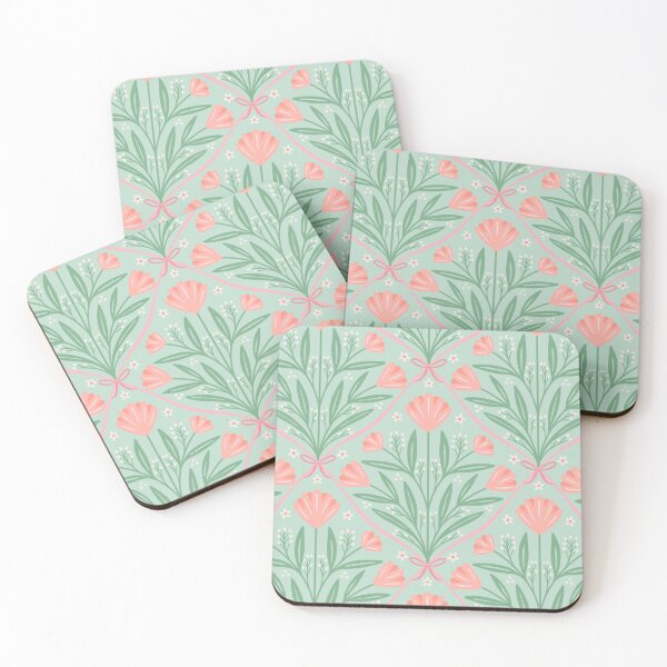 Item preview, Vintage romantic floral trellis | Coquette roses on pastel green designed and sold by Illustrated by Nat.