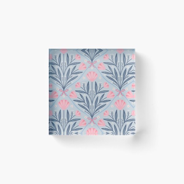 Item preview, Vintage romantic floral trellis | Coquette roses on pastel blue designed and sold by Illustrated by Nat.