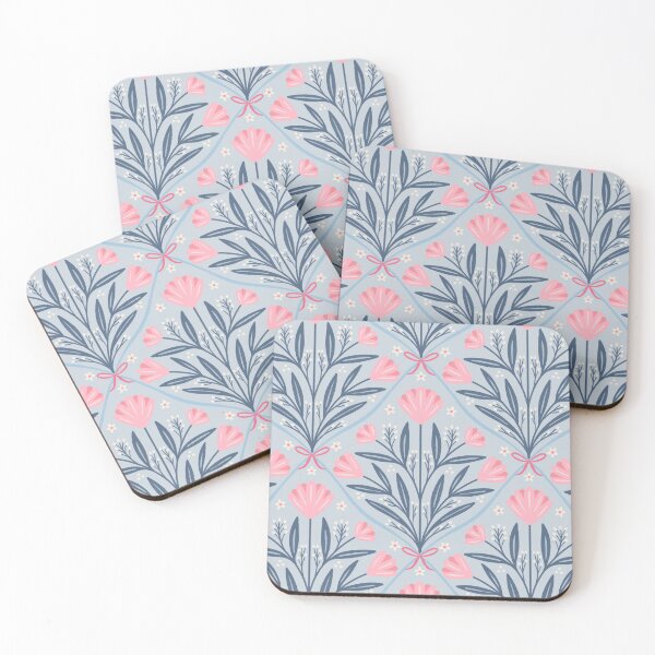 Item preview, Vintage romantic floral trellis | Coquette roses on pastel blue designed and sold by Illustrated by Nat.