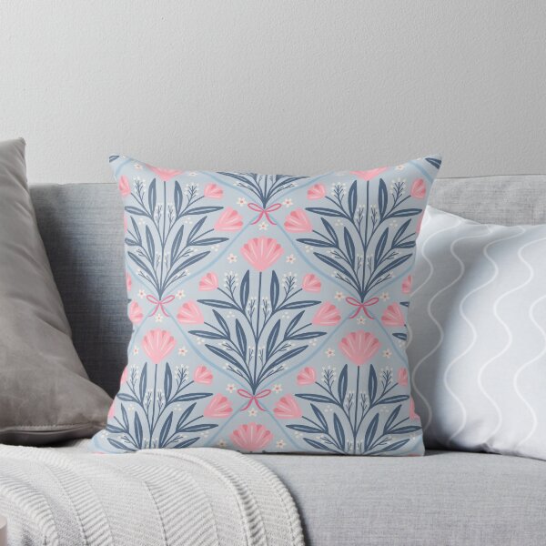 Item preview, Vintage romantic floral trellis | Coquette roses on pastel blue designed and sold by Illustrated by Nat.