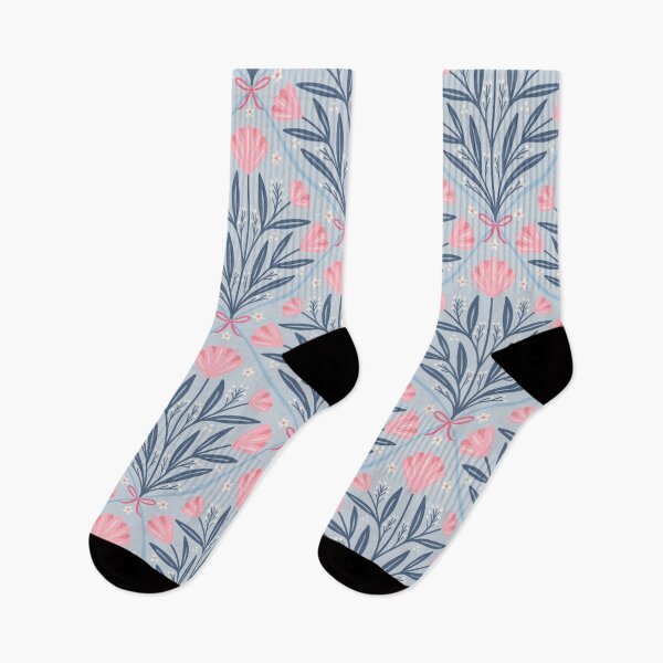 Item preview, Vintage romantic floral trellis | Coquette roses on pastel blue designed and sold by Illustrated by Nat.