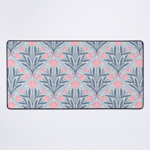 Item preview, Vintage romantic floral trellis | Coquette roses on pastel blue designed and sold by Illustrated by Nat.