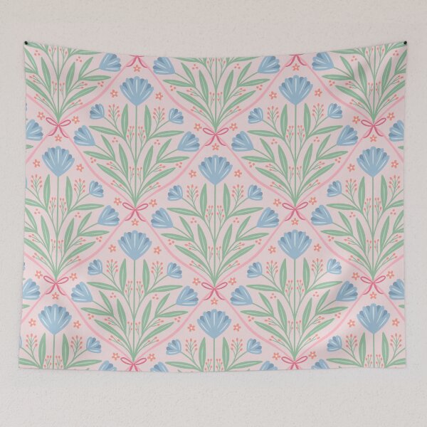 Item preview, Vintage romantic floral trellis | Coquette roses on pastel pink designed and sold by Illustrated by Nat.
