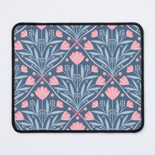 Item preview, Vintage romantic floral trellis | Coquette roses on slate blue designed and sold by Illustrated by Nat.
