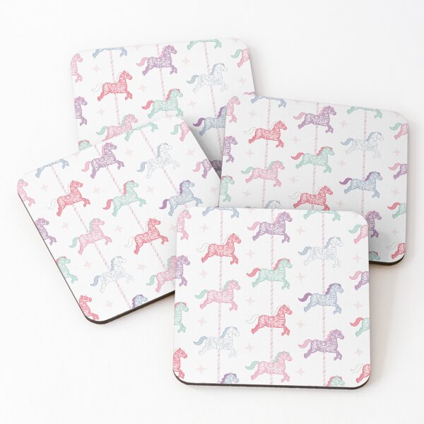 Item preview, Cute Pastel Colourful Carousel Horses Pattern designed and sold by winterpumpkin.