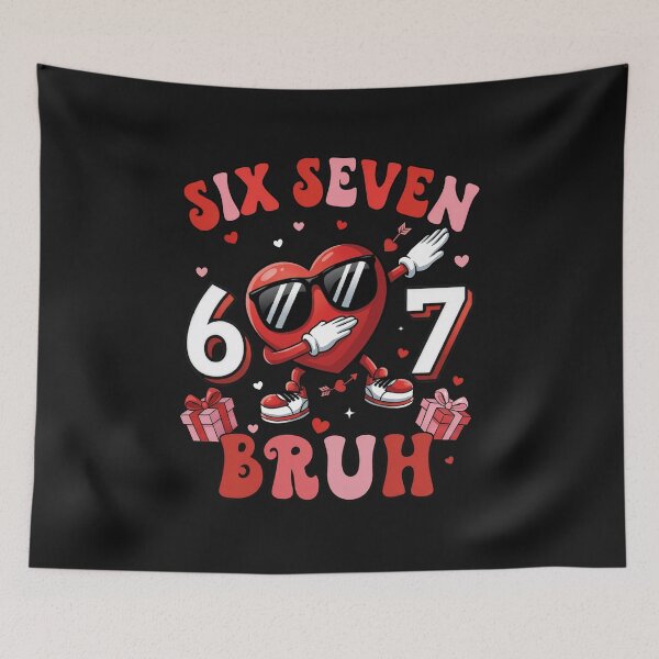 Item preview, Six Seven Bruh Funny Valentine Heart Cartoon Design Gifts For Boys Kids designed and sold by ArmyAbodo.