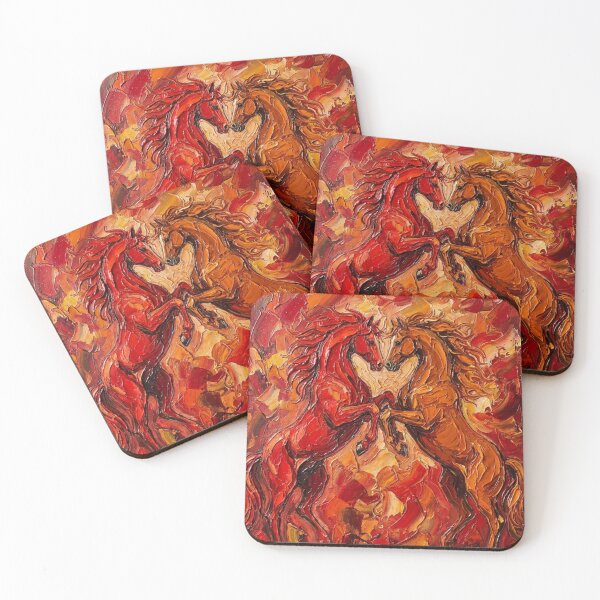 Item preview, Fiery Unity – Abstract Horses in Motion designed and sold by HappySproutArt.