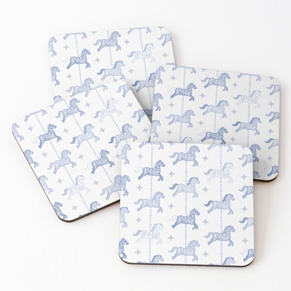 Item preview, Cute Blue Colourful Carousel Horses Pattern designed and sold by winterpumpkin.