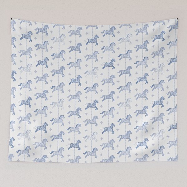 Item preview, Cute Blue Colourful Carousel Horses Pattern designed and sold by winterpumpkin.