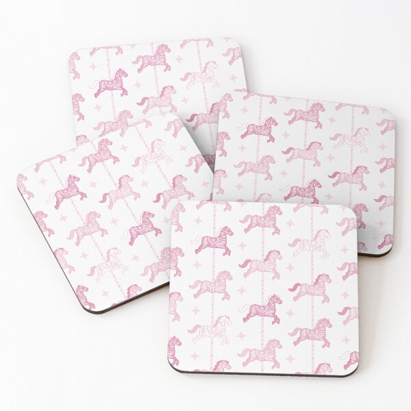 Item preview, Cute Pink Colourful Carousel Horses Pattern designed and sold by winterpumpkin.