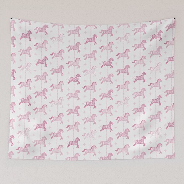 Item preview, Cute Pink Colourful Carousel Horses Pattern designed and sold by winterpumpkin.