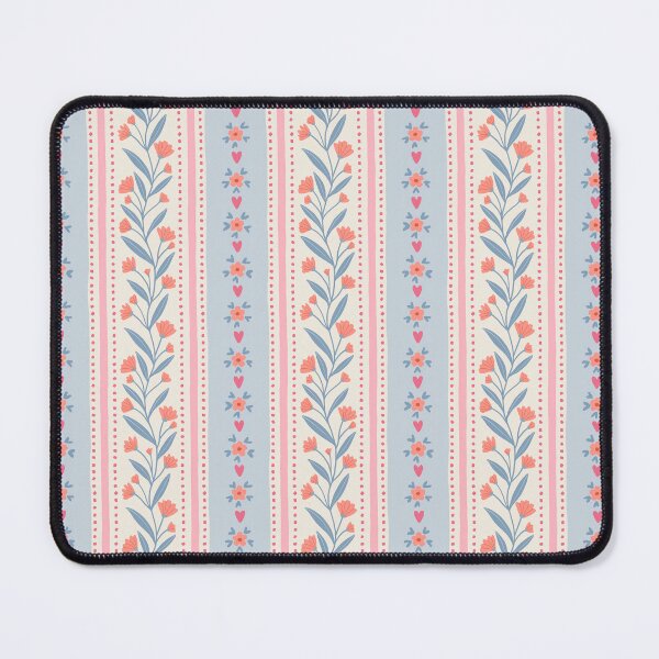 Item preview, Romantic grandmillennial floral stripes | Pastel blue & pink designed and sold by Illustrated by Nat.