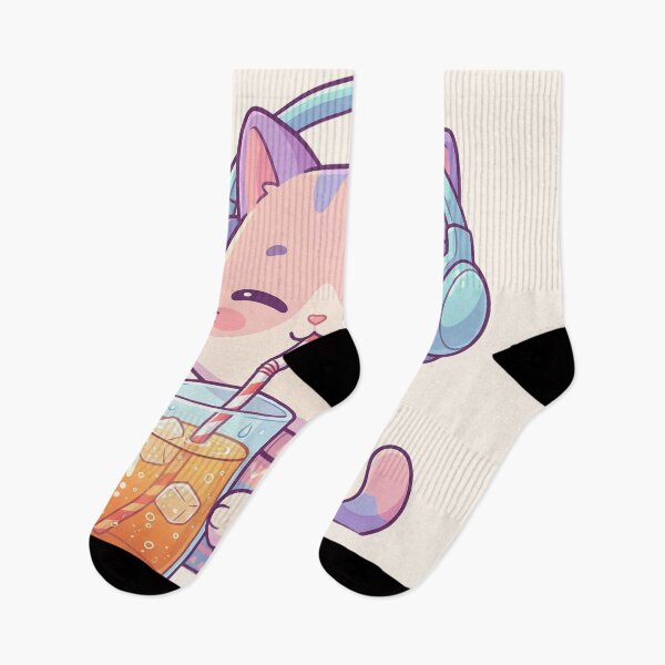 Item preview, Cute Cat with Headphones Drinking Soda – Cozy Kawaii Aesthetic Sticker Design designed and sold by MuseAI.