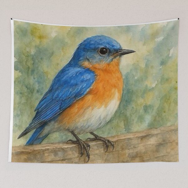 Item preview, Bluebird on a Rustic Fence designed and sold by TinCatOutPost.