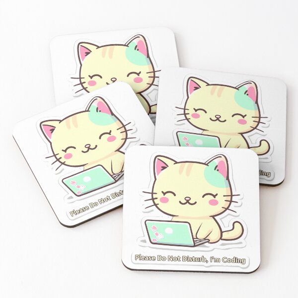 Item preview, Kawaii Cat Coding on Laptop Sticker designed and sold by Soulbalancein.