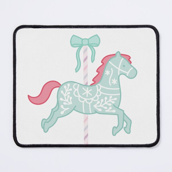 Item preview, Cute Green and Red Pastel Colourful Carousel Horse with Bow designed and sold by winterpumpkin.