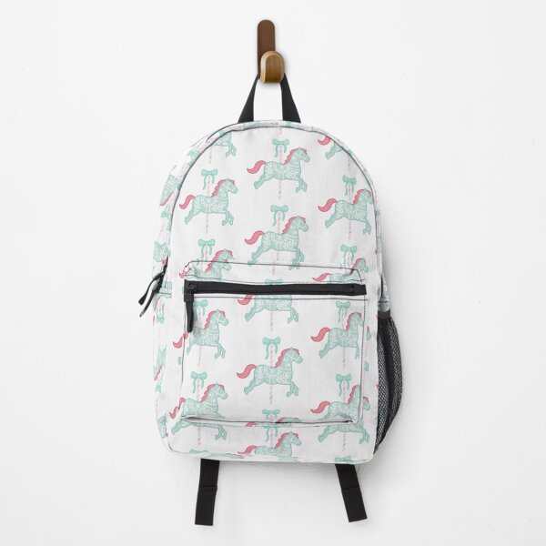 Item preview, Cute Green and Red Pastel Colourful Carousel Horse with Bow designed and sold by winterpumpkin.