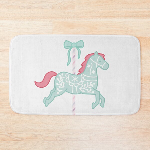 Item preview, Cute Green and Red Pastel Colourful Carousel Horse with Bow designed and sold by winterpumpkin.