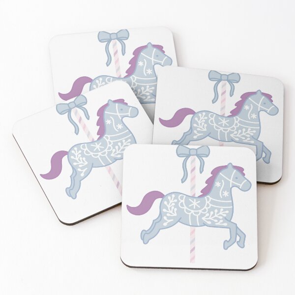 Item preview, Cute Blue and Purple Pastel Colourful Carousel Horse with Bow designed and sold by winterpumpkin.