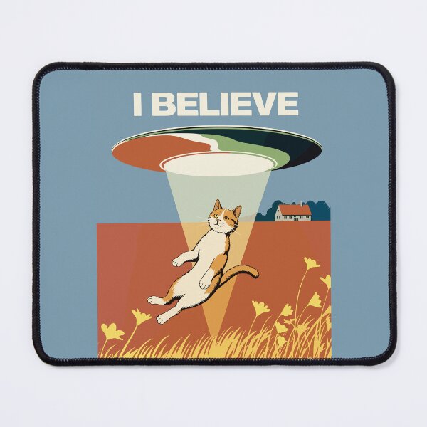 Item preview, "I Believe". UFO Cat Abduction T-Shirt – Funny Alien Encounter Graphic designed and sold by paulo silveira.