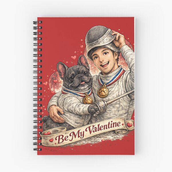 Item preview, Be My Valentine – Fencer & Black French Bulldog Duo designed and sold by ChillCharmStudio.